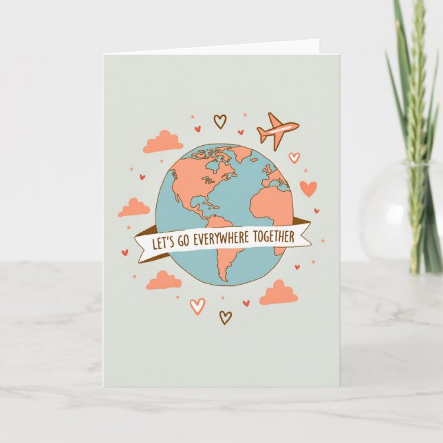 Love Travel Adventure Together Card Kort (Framsida)