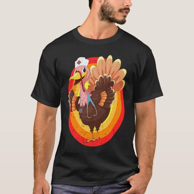 Love Turkey Stethoscope Nurse Life Thanksgiving Fa T Shirt (Framsida)