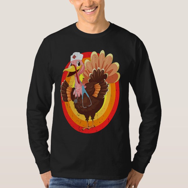 Love Turkey Stethoscope Nurse Life Thanksgiving Fa T Shirt (Framsida)