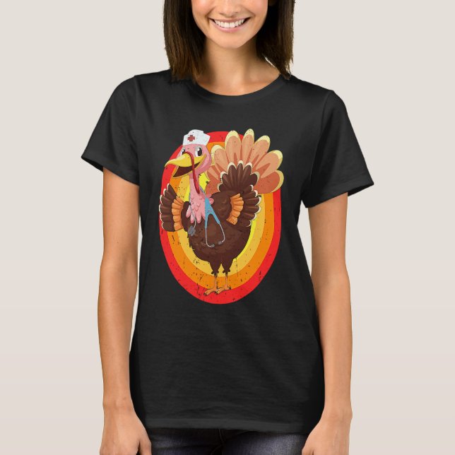 Love Turkey Stethoscope Nurse Life Thanksgiving Fa T Shirt (Framsida)