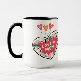 Love U. Mom: Floral Heart mug Mugg
