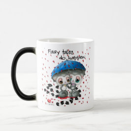 Love Under the Umbrella - Cute Lemur Couple Magisk Mugg