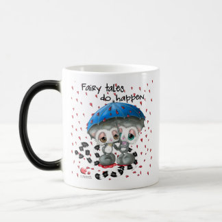 Love Under the Umbrella - Cute Lemur Couple Magisk Mugg