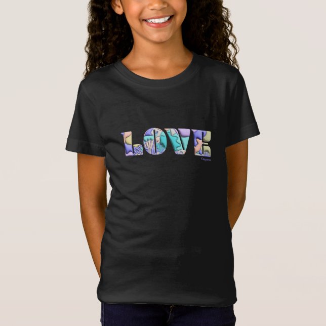 LOVE Unik 3D Modern Grafik, Cool Svart T-Shirt (Framsida)