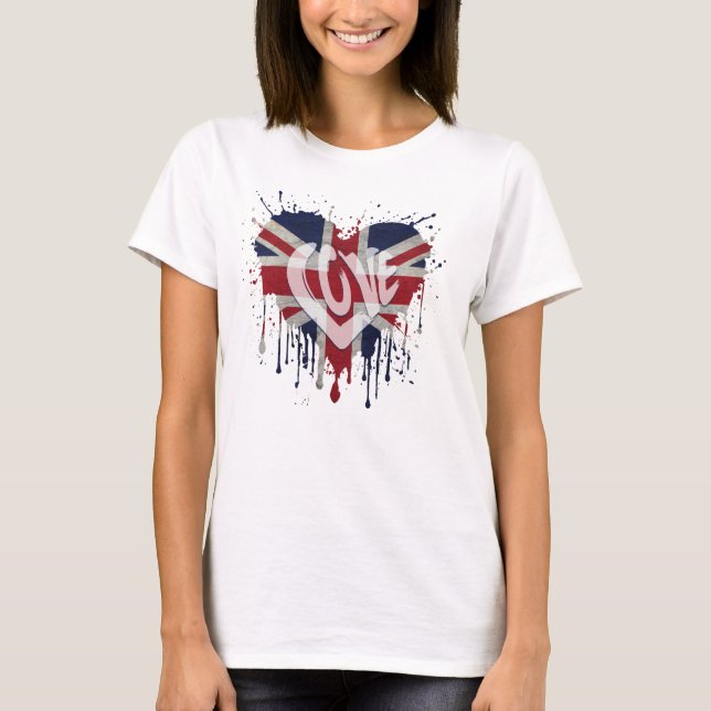 Love United Kingdom Flag T Shirt (Framsida)