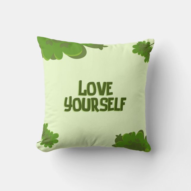 Love Ur Self Positive Affirmation Throw Pillow Kudde (Framsida)