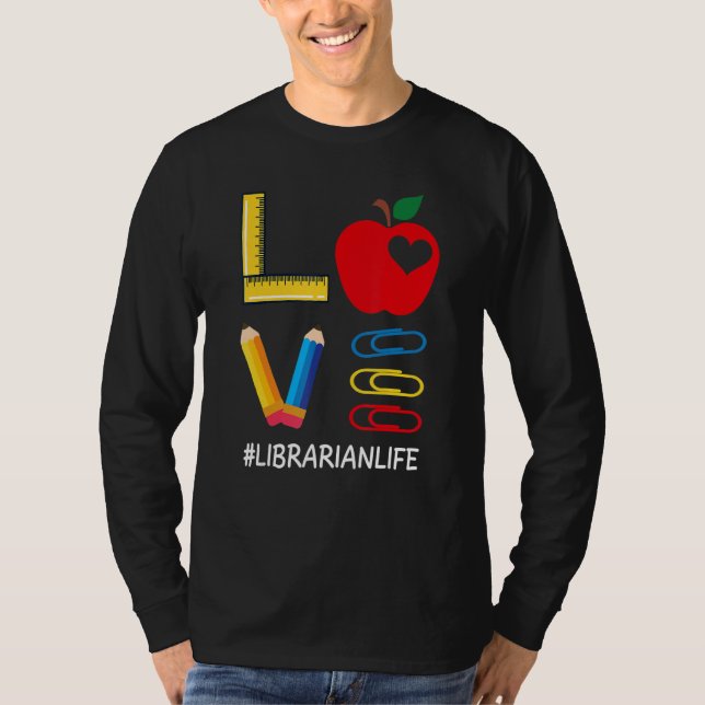 LOVE Valentines Day Apple Pencil Crayon Cute Libra T Shirt (Framsida)