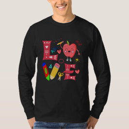 Love Valentines Day Apple Retro School Pre K Teach T Shirt