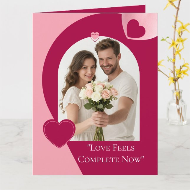 Love Valentines Day Fold Greeting Card Kort (Gul blomma)