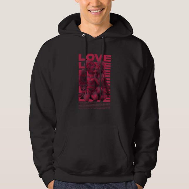 Love Vaporwave Couple Cupid Hearts Valentine's Day Hoodie (Framsida)