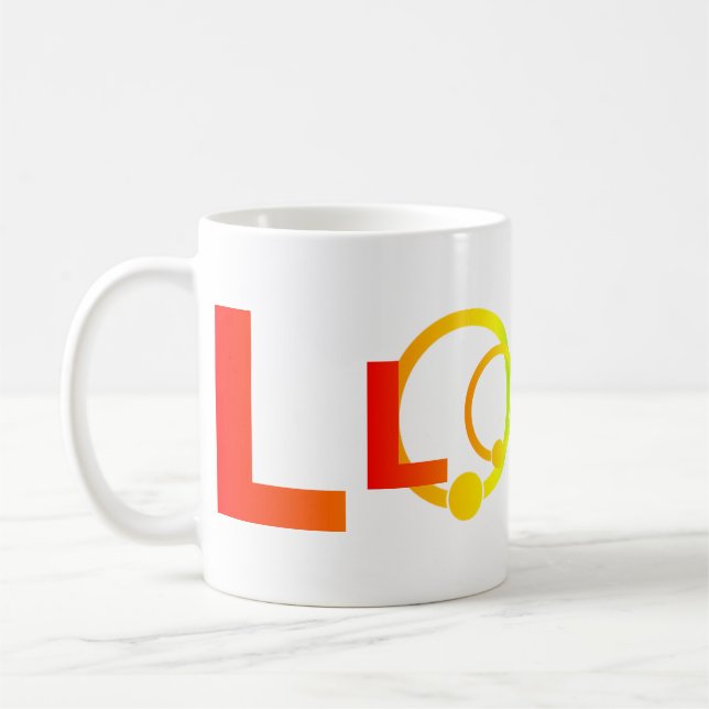 LOVE Varumärkeskopp Regnbåge Kaffemugg (Vänster)
