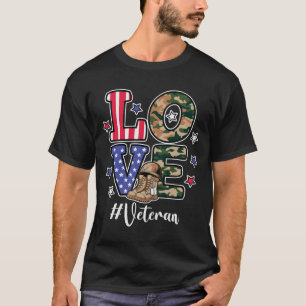 LOVE Veteran Patriotisk Flagg Camouflage Militär T Shirt