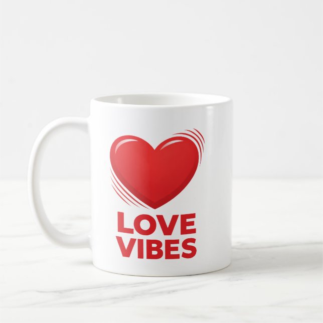Love Vibes Heart Valentine Design Kaffemugg (Vänster)