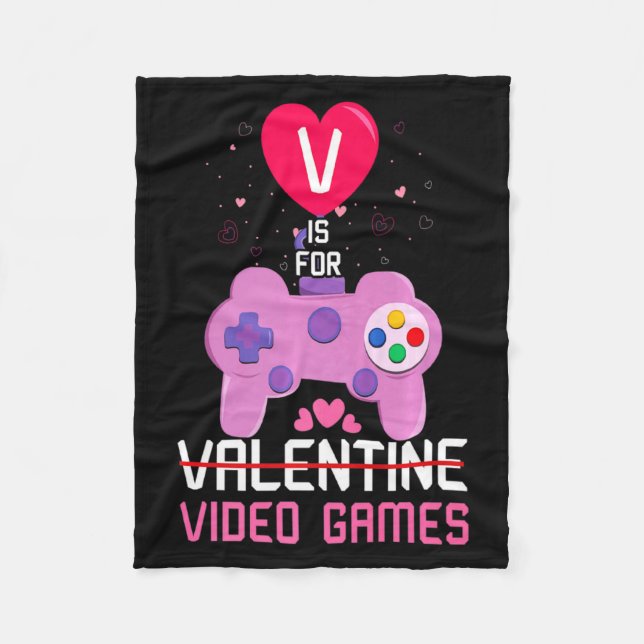 Love Video Game Gamer Gaming Hearts Day Happy Vale Fleecefilt (Framsidan)