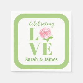 LOVE Watercolor Rose NAME Bridal Pappersservett