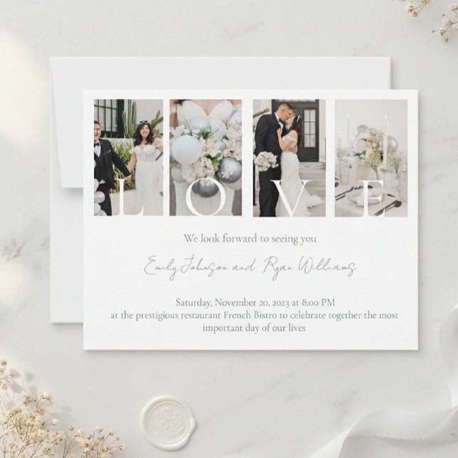 Love Wedding Card with Four Photos Julkort (Skapare uppladdad)