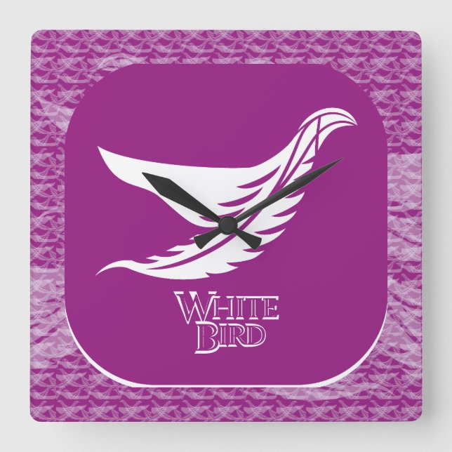 LOVE WHITE BIRD BY MASANSER FYRKANTIG KLOCKA (Framsida)