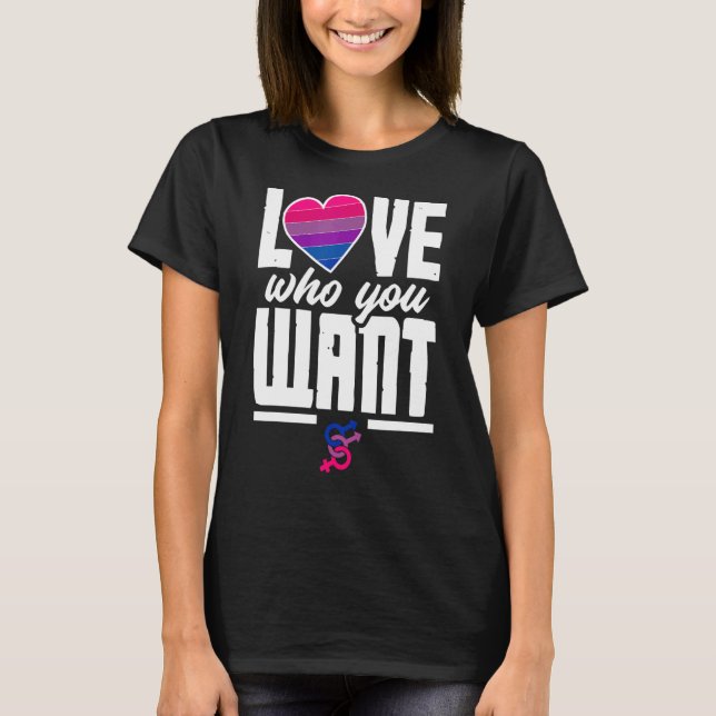 Love Who You Want Funny Bi Pride Flag Bisexual T Shirt (Framsida)