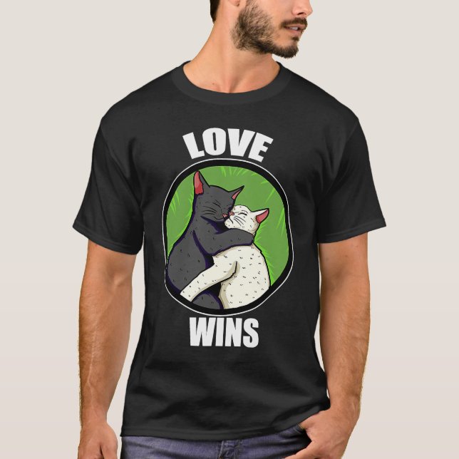 Love Wins Cuddle Cat Kitty Cuddly T Shirt (Framsida)