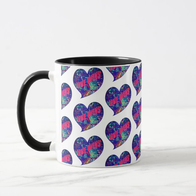 Love Wins Inspirational Words Art Heart Mugg (Vänster)