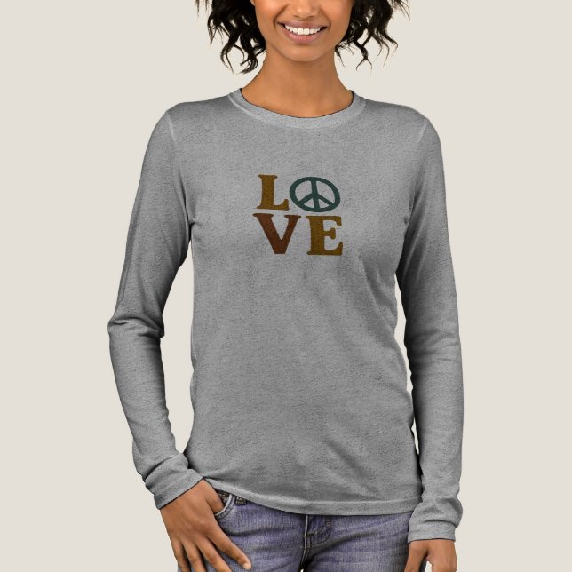 Love with a Peace Sign Unisex Embroidered Look T Shirt (Framsida)