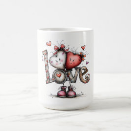  LOVE with Heart Characters Illustration Kaffemugg