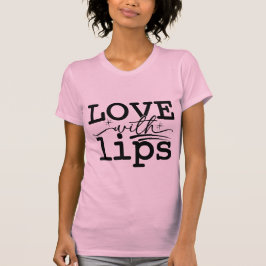 Love with Lips Kissmark Valentine Typography T Shirt