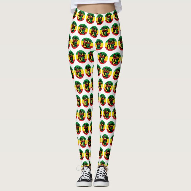 LOVE with peace symbol, reggae style Leggings (Framsida)
