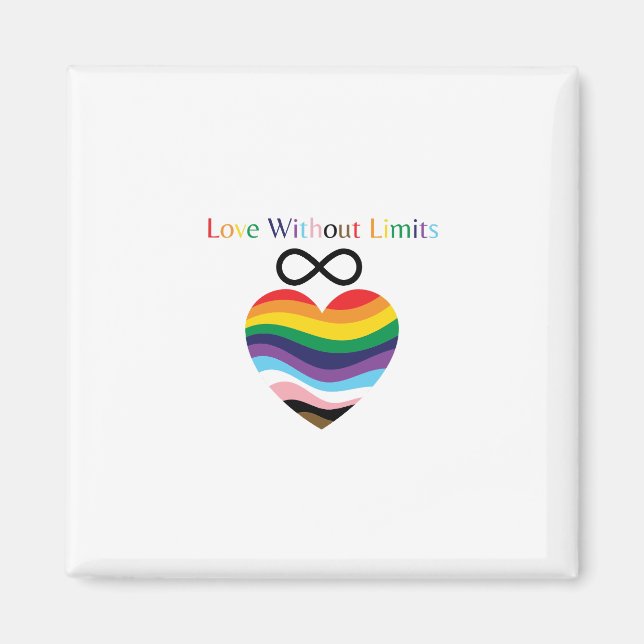 Love Without Limits – Rainbow Heart with Infinity  Magnet (Framsidan)