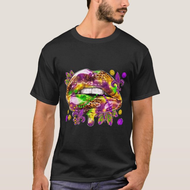 Love Women Lips Mardi Gras Carnival Fat T Shirt (Framsida)