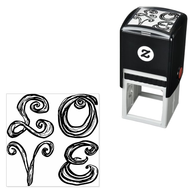 LOVE Word Art Fabric Font Red Letters  Självfärgande Stämpel (In Situ)