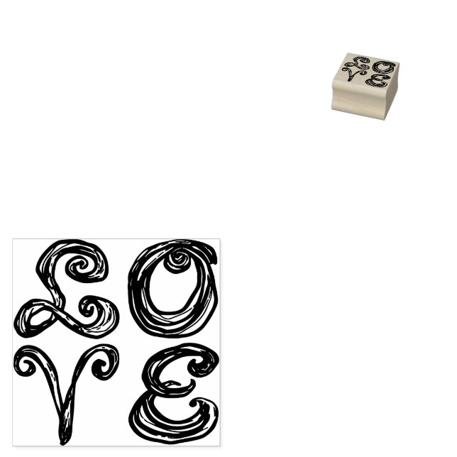 LOVE Word Art Fabric Font Red Letters  Stämpel (Stämplad)