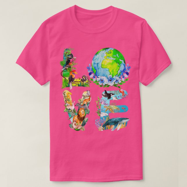 Love World Earth Day 2022 Planet Environmental Ani T Shirt (Design framsida)