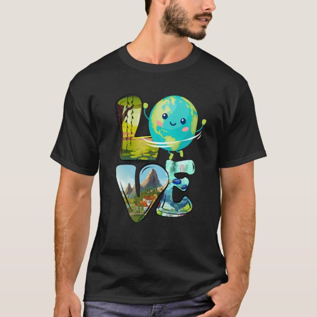 Love World Earth Day 2023 Planet Environmental Ani T Shirt (Framsida)