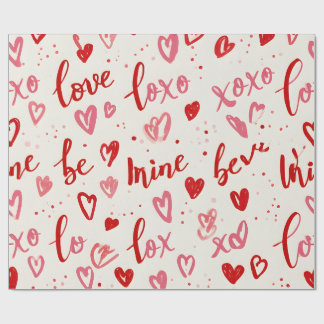 Love XOXO Heart Valentine Clam Wrapping Presentpapper