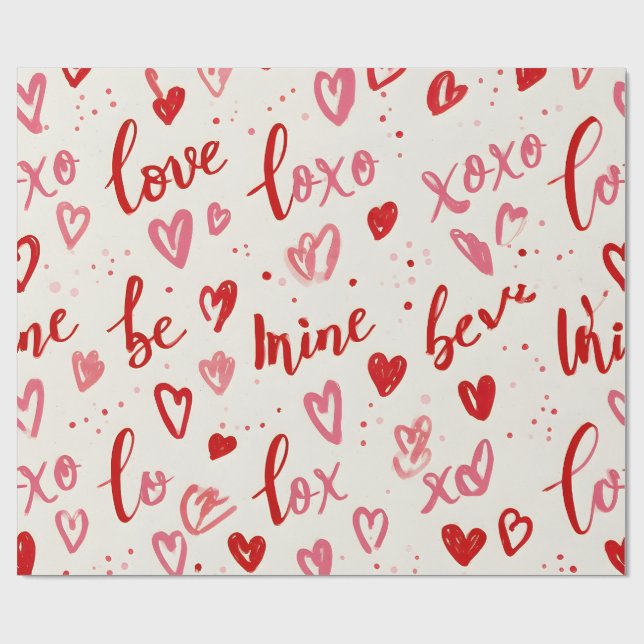 Love XOXO Heart Valentine Clam Wrapping Presentpapper (Platt)