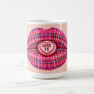 Love Ye Scottish Tartan Kiss Lips Scotland pink Kaffemugg
