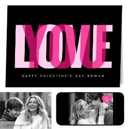 Love You 2 Foto Glad Alla Hjärtans Dag Svart Rosa Kort