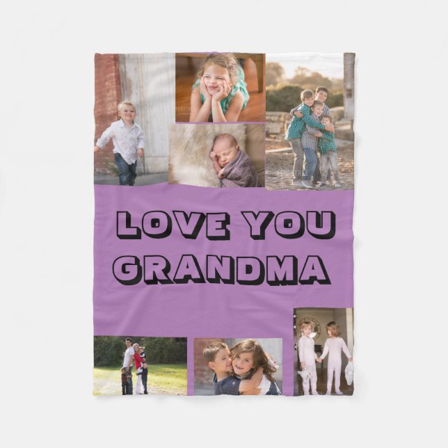 Love You 7 Foto Anpassad Lila Fleecefilt (Framsidan)