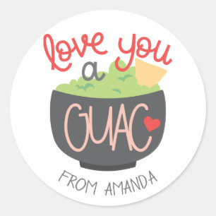 Love You a Guac Alla hjärtans dag Runt Klistermärke