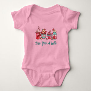 Love You A Latte Ming On Pink Baby Bodysuit T Shirt