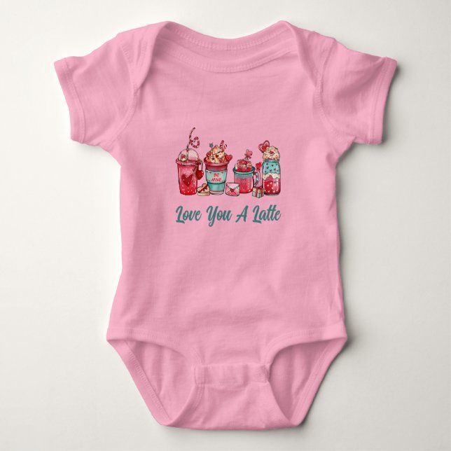 Love You A Latte Ming On Rosa Baby Body T Shirt (Framsida)