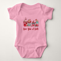 Love You A Latte Ruby Red På Rosa Baby-Body
