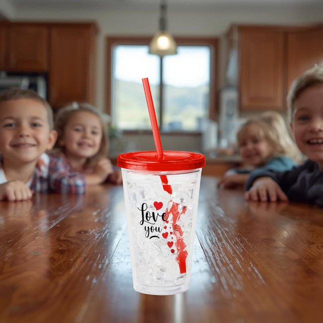 Love You Acrylic Tumbler Take Away Mugg (Skapare uppladdad)