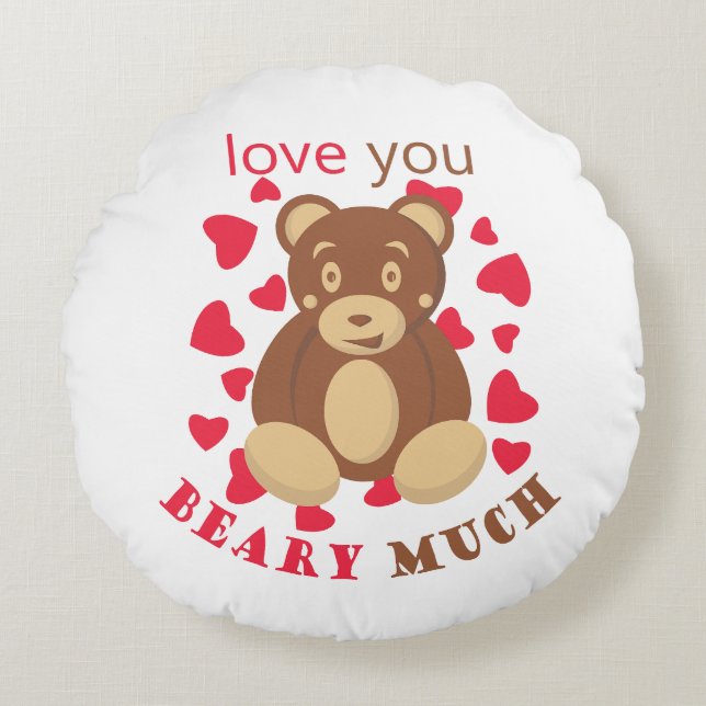 Love you beary much for Valentine's Day Rund Kudde (Framsidan)