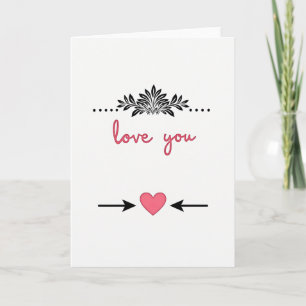 Love You Blommigt Hjärtkort Kort