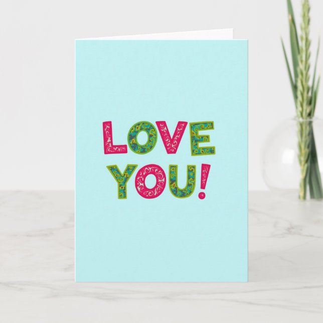 Love You Bold Bright Card Kort (Framsida)