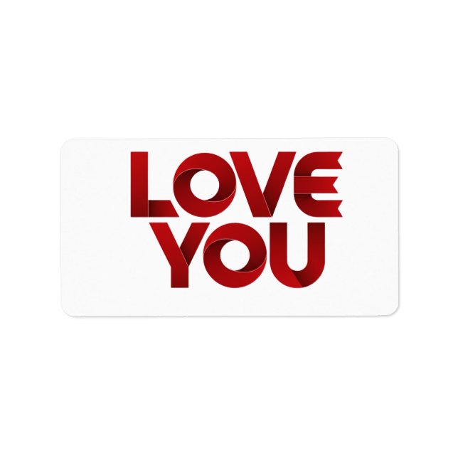 Love You – Bold Romantic Typography Adressetikett (Framsidan)