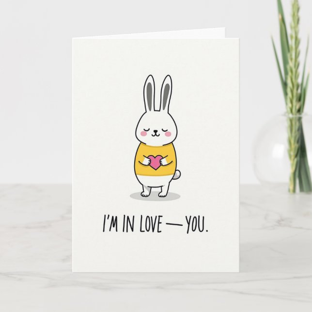 Love You Bunny Heart Card Kort (Framsida)