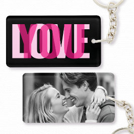 Love You Custom Photo Modern Typography Black Pink